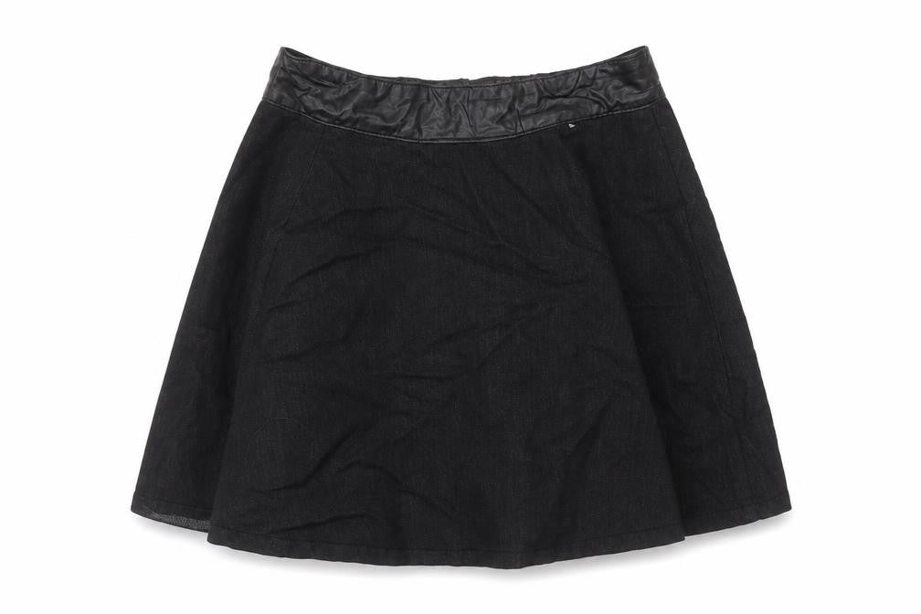 Denim & Co. Womens Black Cotton Skater Skirt Size 10 Zip