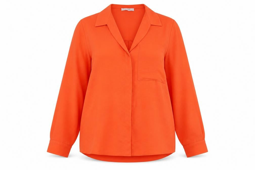 Primark Womens Orange Polyester Basic Button-Up Size 12 Collared