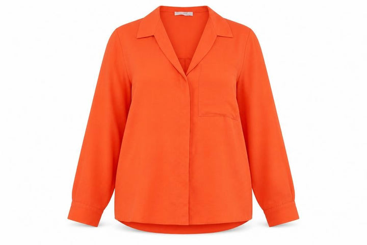 Primark Womens Orange Polyester Basic Button-Up Size 12 Collared