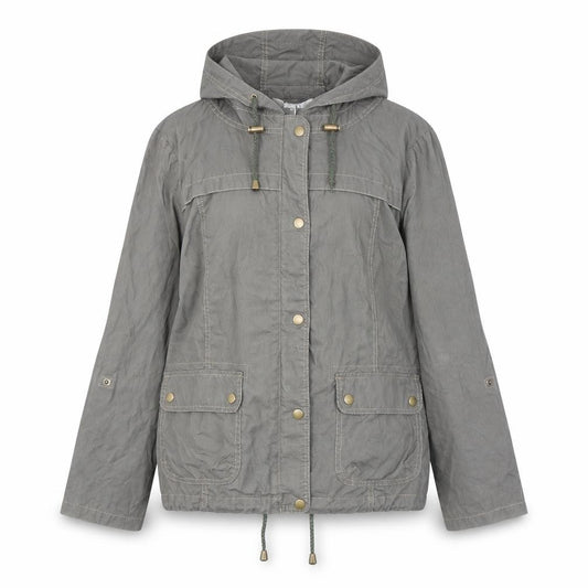Front view of EWM women’s green jacket, size UK 14, snap
