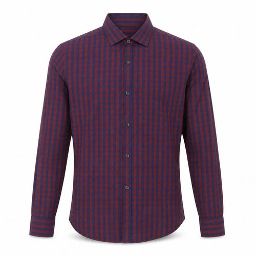 Zara Mens Purple Check Polyester Button-Up Size M Collared Button
