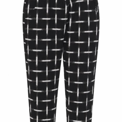 Missguided Womens Black Check Polyester Carrot Trousers Size 12 L28 in Regular