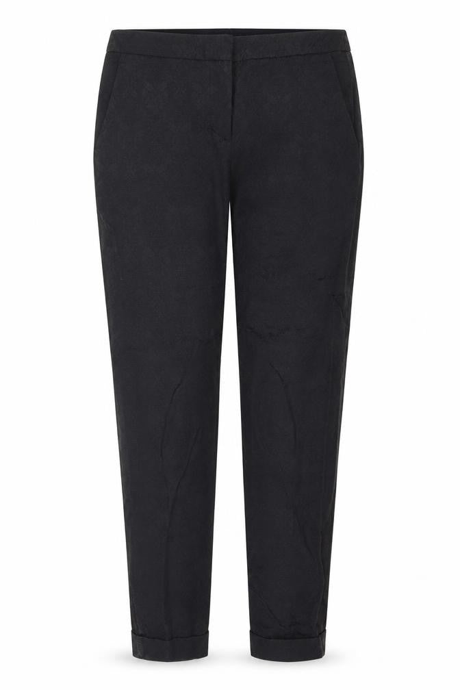 Zara Womens Black Floral Polyester Carrot Trousers Size 4 L27 in Regular Zip - Damask Pattern