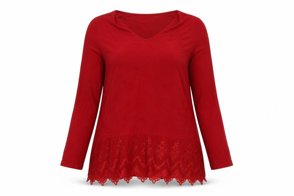 Together Womens Red Viscose Tunic T-Shirt Size M Scoop Neck
