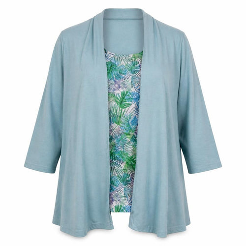 Gabriella Vicenza Womens Blue Floral Polyester Basic T-Shirt Size 14 Round Neck