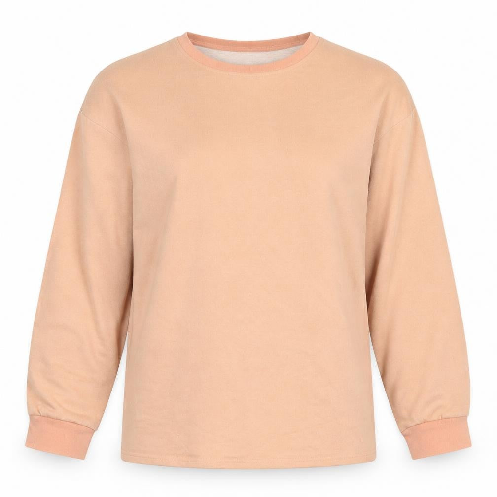 Front view of I SAW IT FIRST women’s orange cotton pullover sweatshirt, size S, pullover