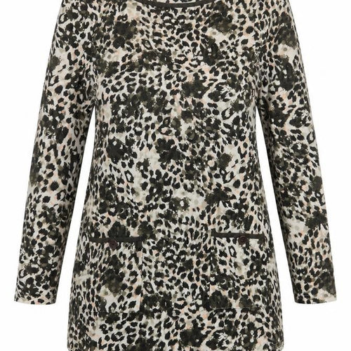 Marks and Spencer Womens Green Animal Print Polyester Sheath Size 12 Scoop Neck Pullover - Leopard Print
