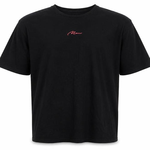 Boohoo Man Mens Black Cotton T-Shirt Size M Round Neck - Pink Stripe