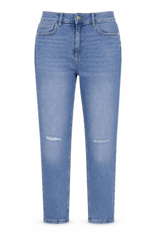 Front view of Next women’s blue 100% cotton skinny jeans, size UK 4, 29-inch leg regular zip