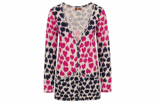 Front view of Buffalo women’s multicoloured geometric polyester basic button-up, size UK 10, v-neck - heart print