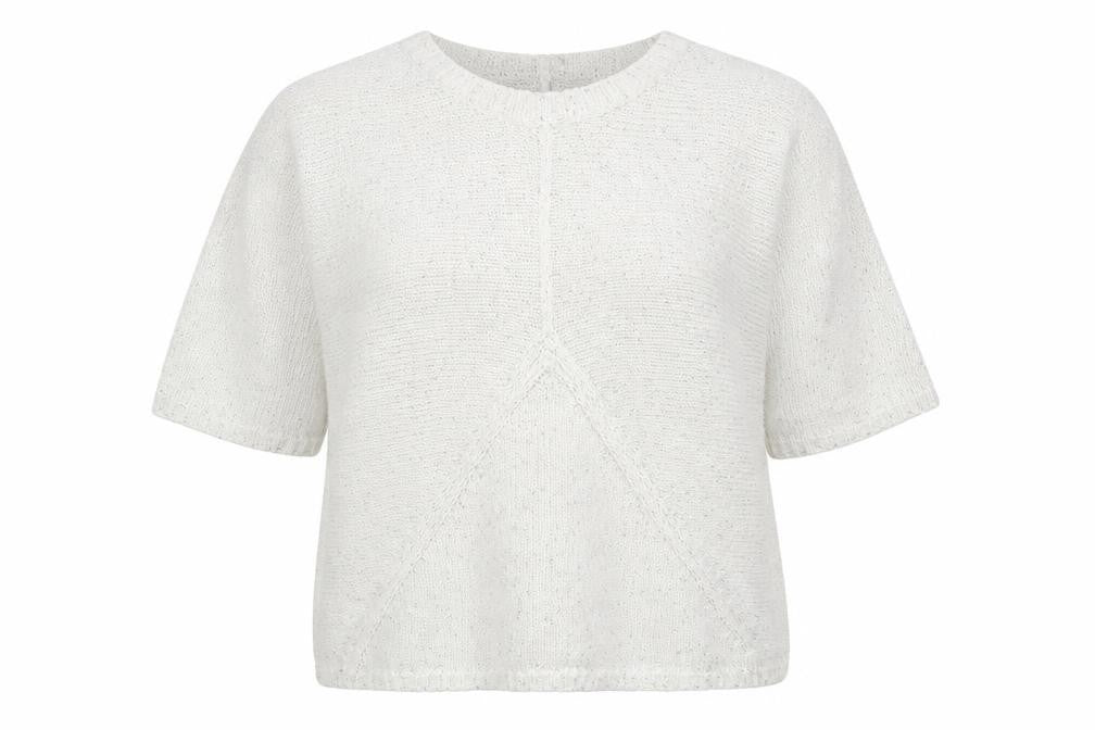 Front view of Aftershock women’s white round neck 100% cotton jumper, size L
