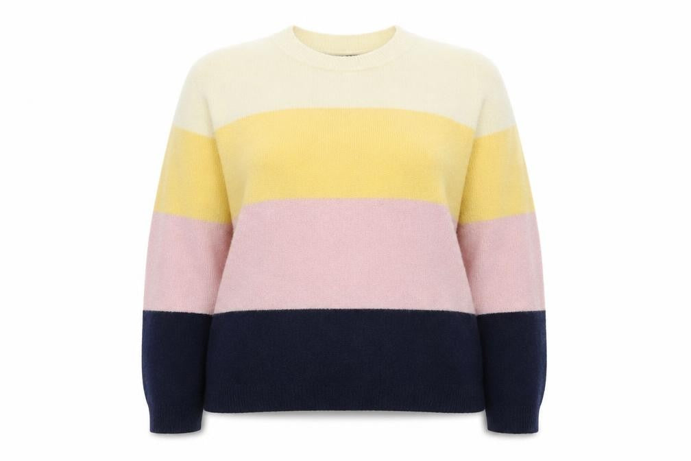 Dorothy Perkins Womens Multicoloured Round Neck Striped 100% Cotton Pullover Jumper Size 12