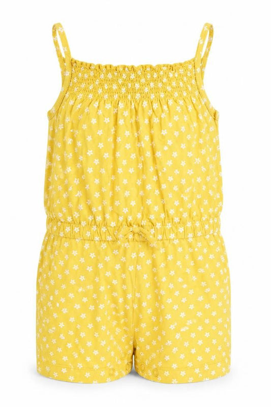 Primark Girls Yellow Floral Polyester Playsuit One-Piece Size 9-10 Years Pullover