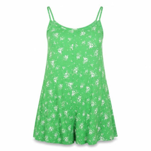 Boohoo Womens Green Floral Viscose Playsuit One-Piece Size 10 L3 in Pullover