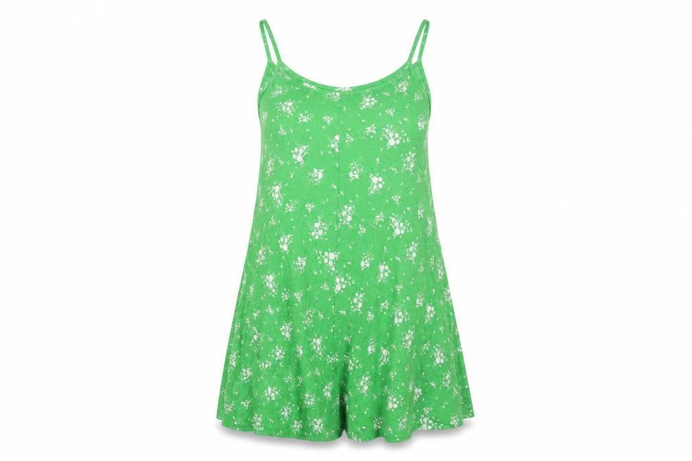 Boohoo Womens Green Floral Viscose Playsuit One-Piece Size 10 L3 in Pullover