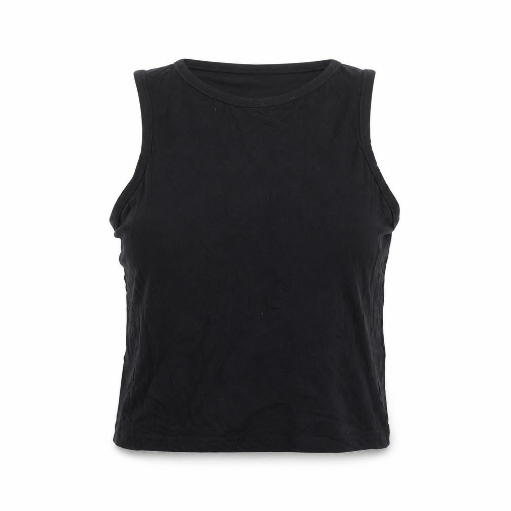 Boohoo Womens Black Viscose Basic Tank Size 8 Crew Neck