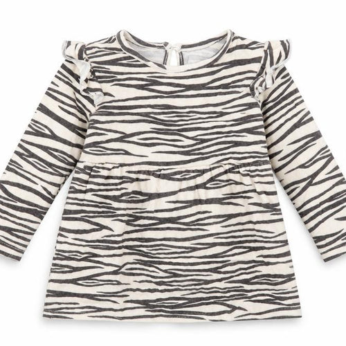 Primark Girls Beige Animal Print Polyester A-Line Size 12-18 Months Crew Neck Button