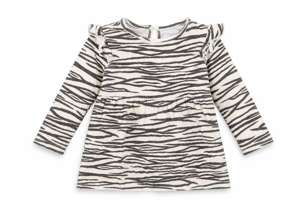 Primark Girls Beige Animal Print Polyester A-Line Size 12-18 Months Crew Neck Button