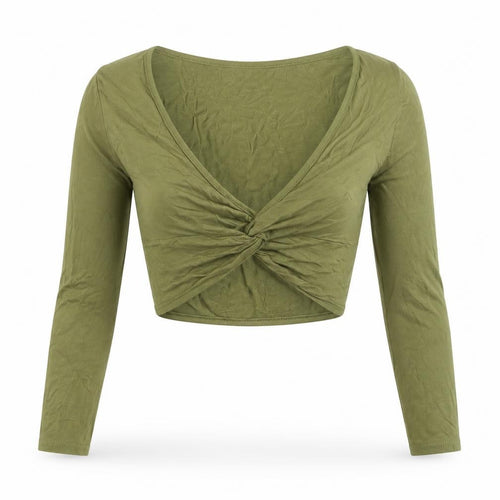 Boohoo Womens Red Viscose Cropped T-Shirt Size 8 V-Neck