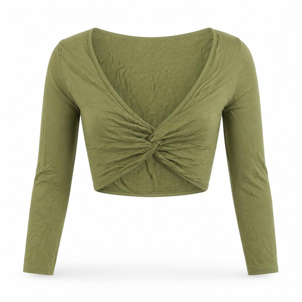 Boohoo Womens Red Viscose Cropped T-Shirt Size 8 V-Neck