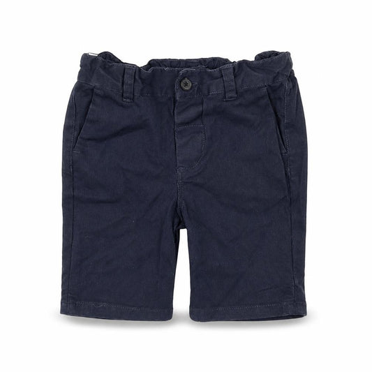 Front view of Primark boys’ blue cotton cropped trousers, size 2-3, years regular button