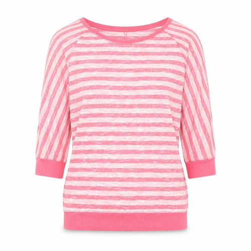 Dunnes Stores Womens Pink Boat Neck Striped Viscose Pullover Jumper Size 8