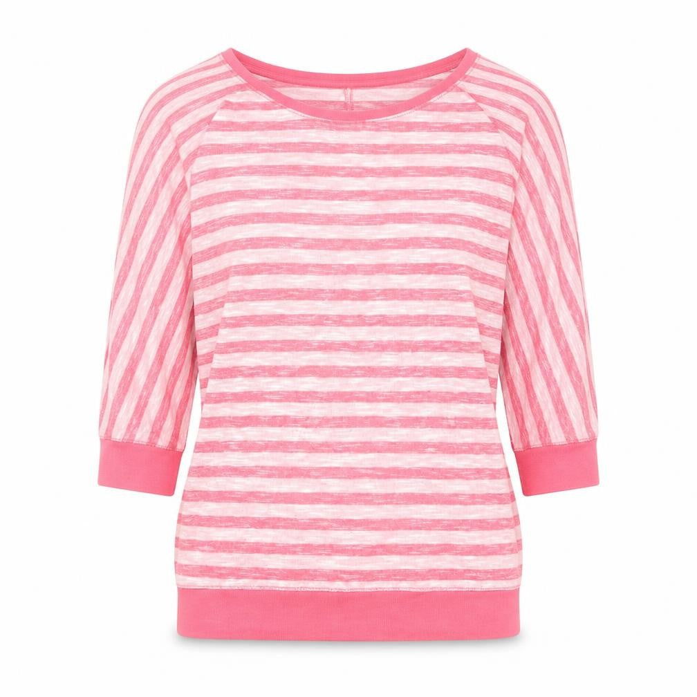 Dunnes Stores Womens Pink Boat Neck Striped Viscose Pullover Jumper Size 8