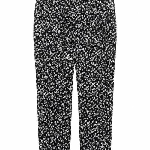 TEX Womens Black Floral Viscose Trousers Size S L28 in Regular