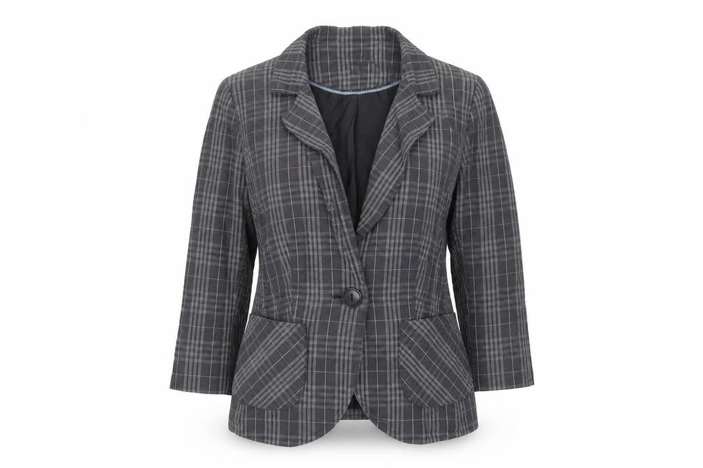 Next Womens Grey Check Jacket Blazer Size 8 Button
