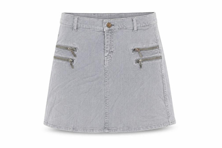 Mango Womens Grey Polyester A-Line Skirt Size L Zip