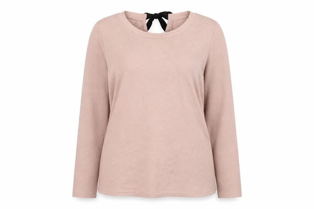 Front view of Primark women’s pink round neck polyester jumper, size UK 10, -, size UK 10-12