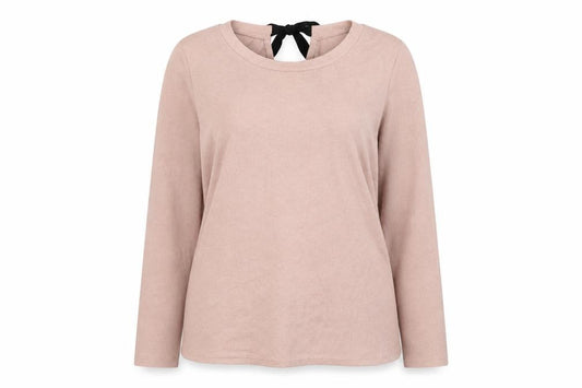 Front view of Primark women’s pink round neck polyester jumper, size UK 10, -, size UK 10-12
