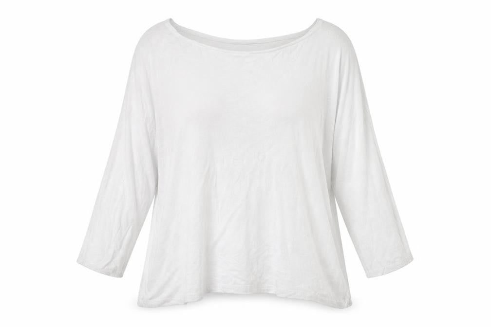 Made in Italy Womens White Viscose Basic T-Shirt Size M Scoop Neck