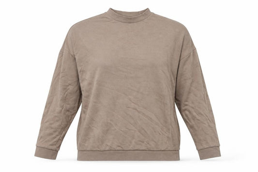 Front view of ASOS women’s beige cotton pullover sweatshirt, size UK 10, pullover