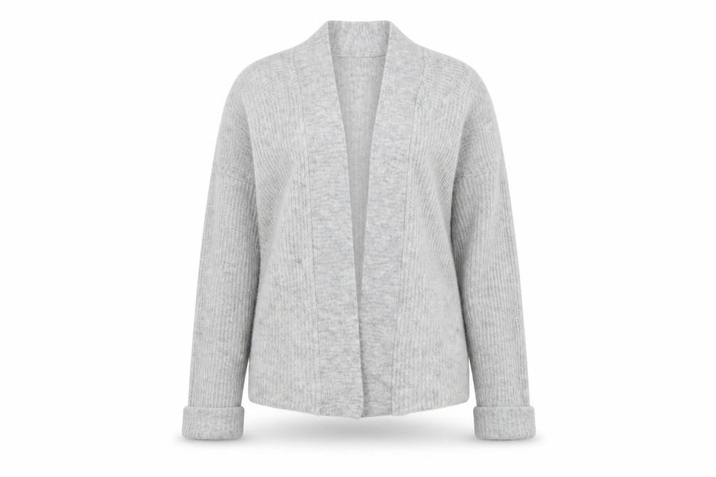 M&Co Womens Grey V-Neck Acrylic Cardigan Jumper Size 10