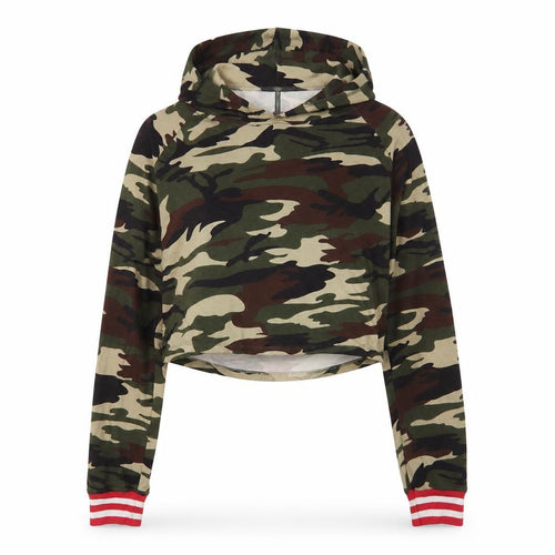 Hot Kiss Womens Green Round Neck Camouflage Polyester Pullover Jumper Size L