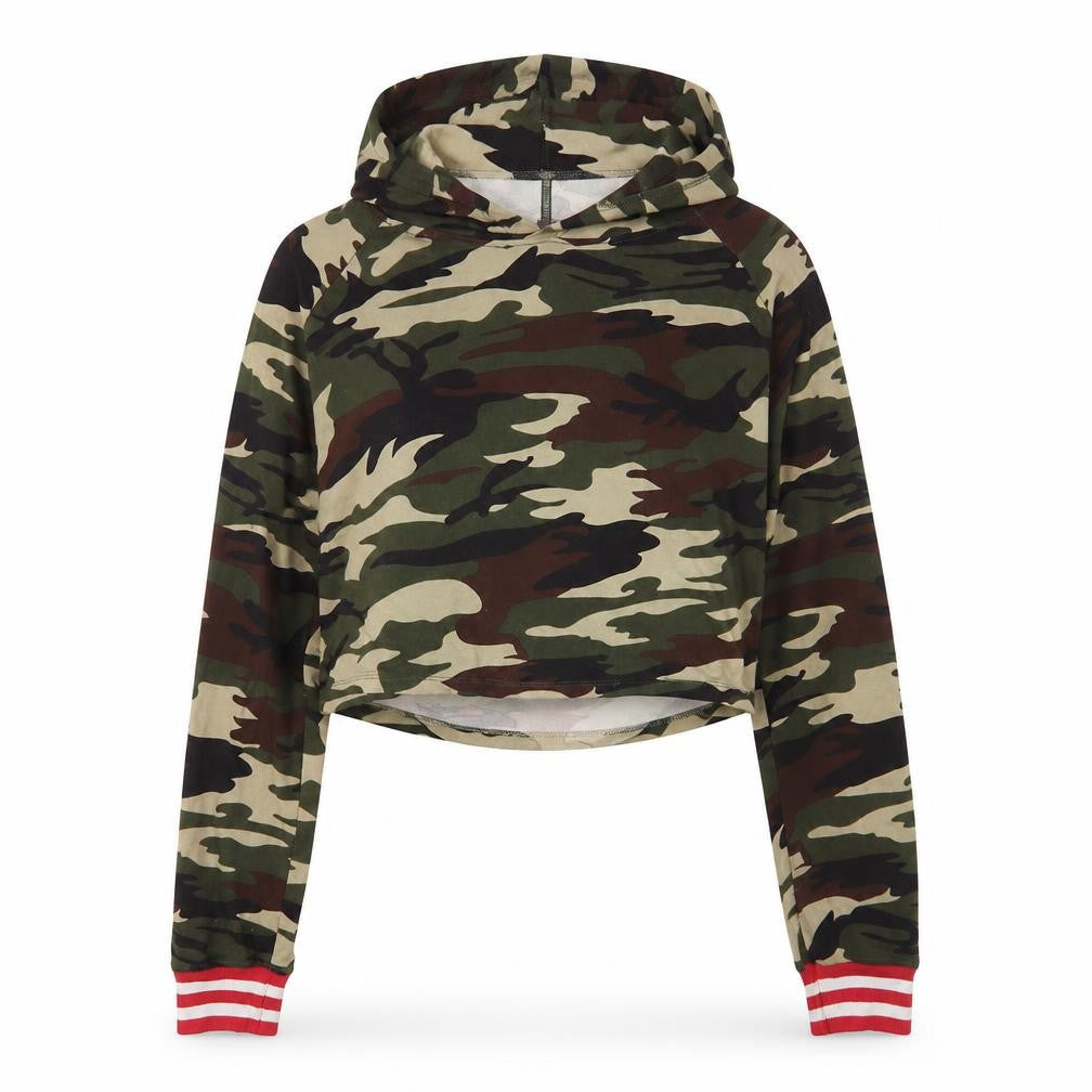 Hot Kiss Womens Green Round Neck Camouflage Polyester Pullover Jumper Size L