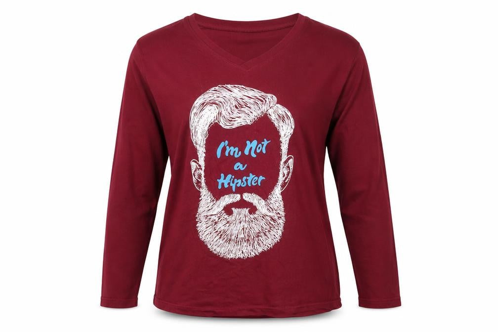 New Jon Womens Red Cotton Basic T-Shirt Size XL Round Neck - I'm Not a Hipster