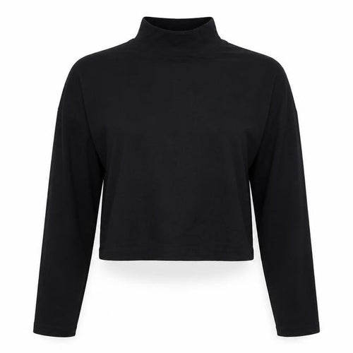 Primark Womens Black Polyester Cropped T-Shirt Size S High Neck - 10-12