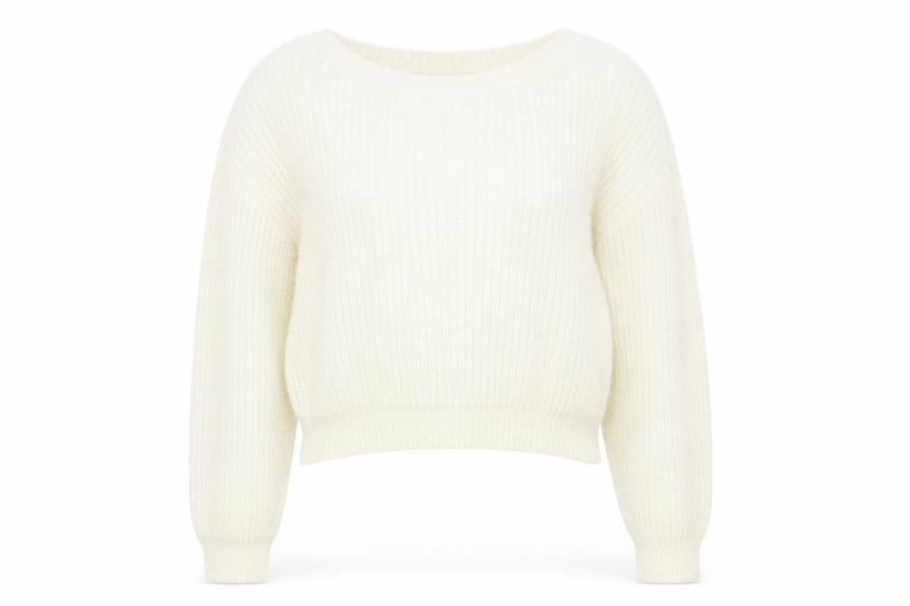 Front view of love other things women’s white round neck polyester jumper, size S