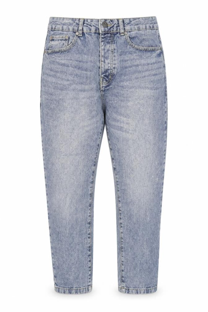 Boohoo MAN Mens Blue Cotton Tapered Jeans Size 32 in L25 in Regular Zip - Washed look