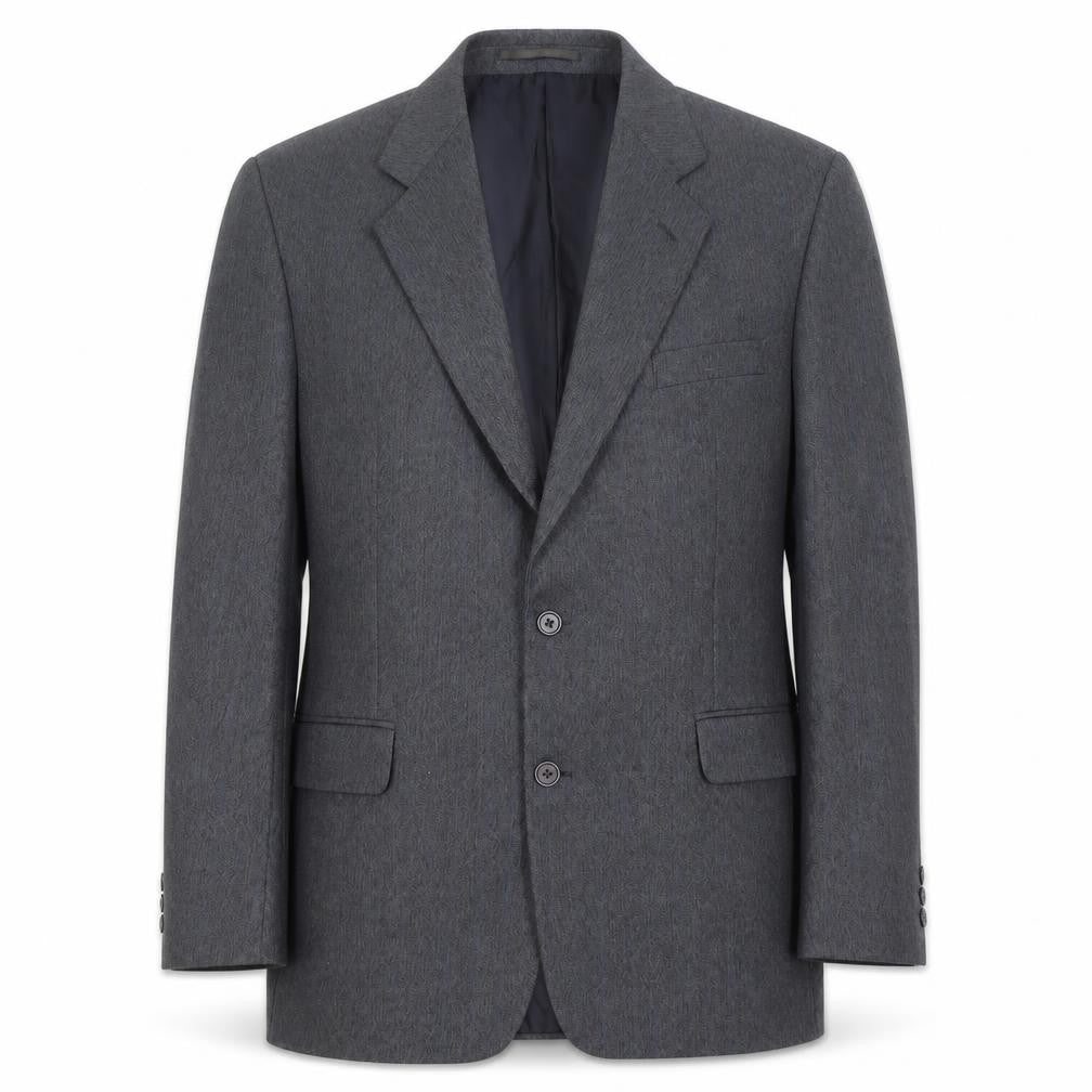 Front view of Greenwoods men’s grey striped polyester jacket suit jacket, size 42