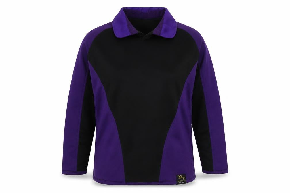 Front view of smartsportswear girls’ black colourblock polyester basic t-shirt, size L, collared pullover