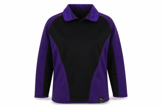 Front view of smartsportswear girls’ black colourblock polyester basic t-shirt, size L, collared pullover