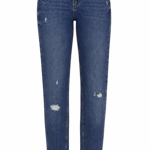 Zara Womens Blue Cotton Straight Jeans Size 8 L28 in Regular Button - Distressed