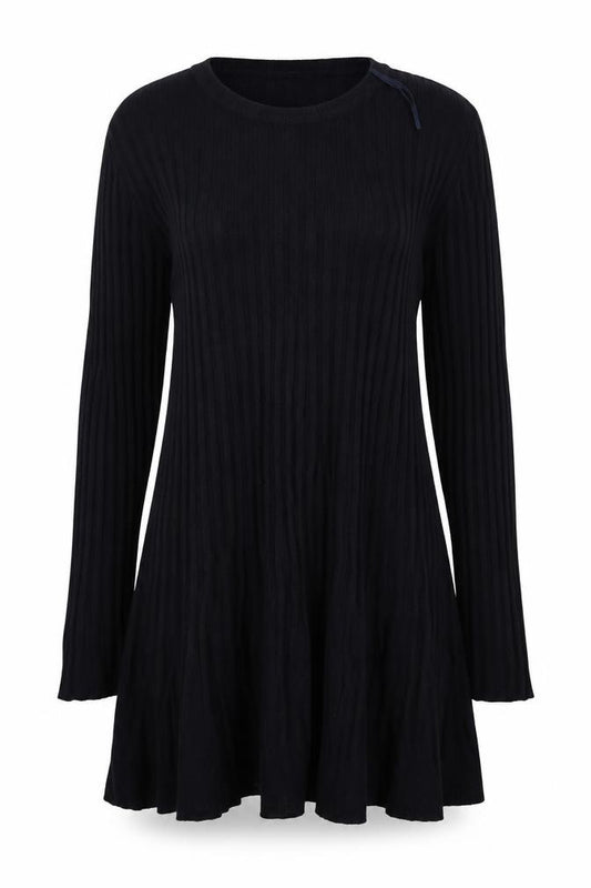 Front view of Next women’s blue viscose a-line, size UK 12, scoop neck pullover - striped