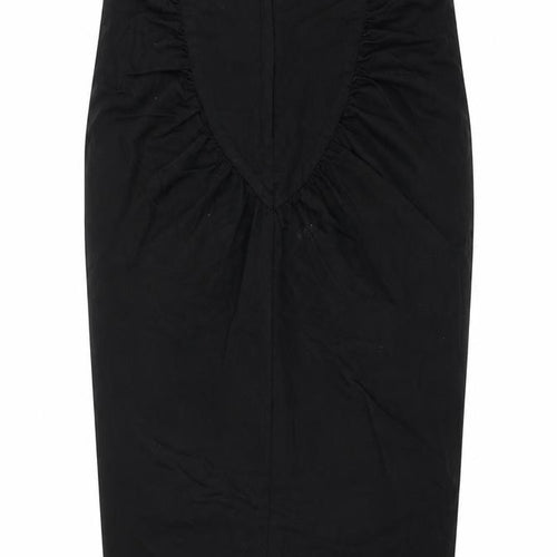 Topshop Womens Black Polyester Straight & Pencil Skirt Size 10 Zip