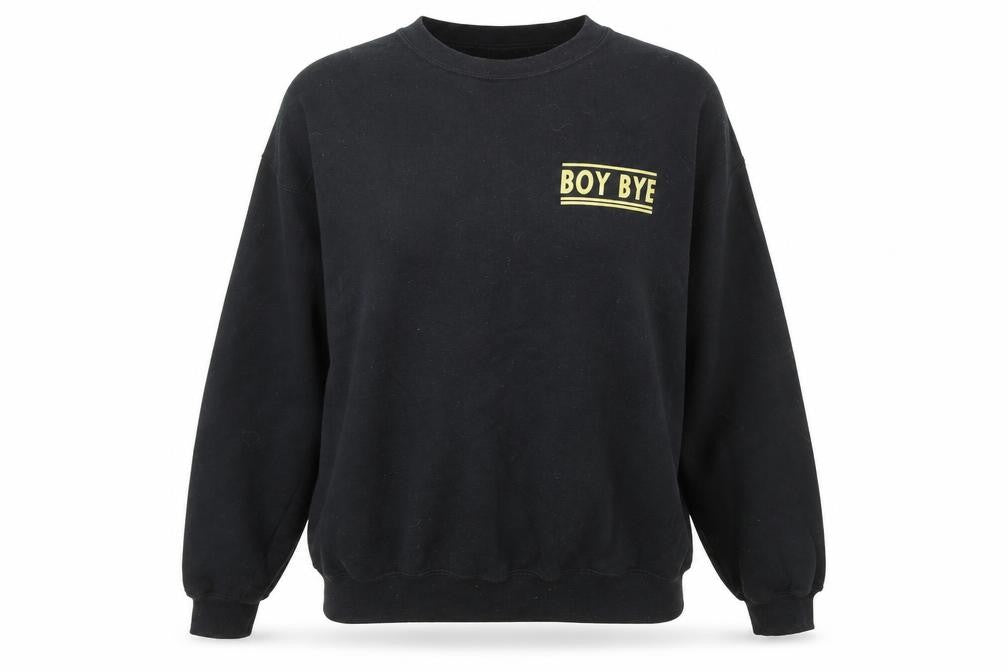 Front view of Love women’s black 100% cotton pullover sweatshirt one size pullover