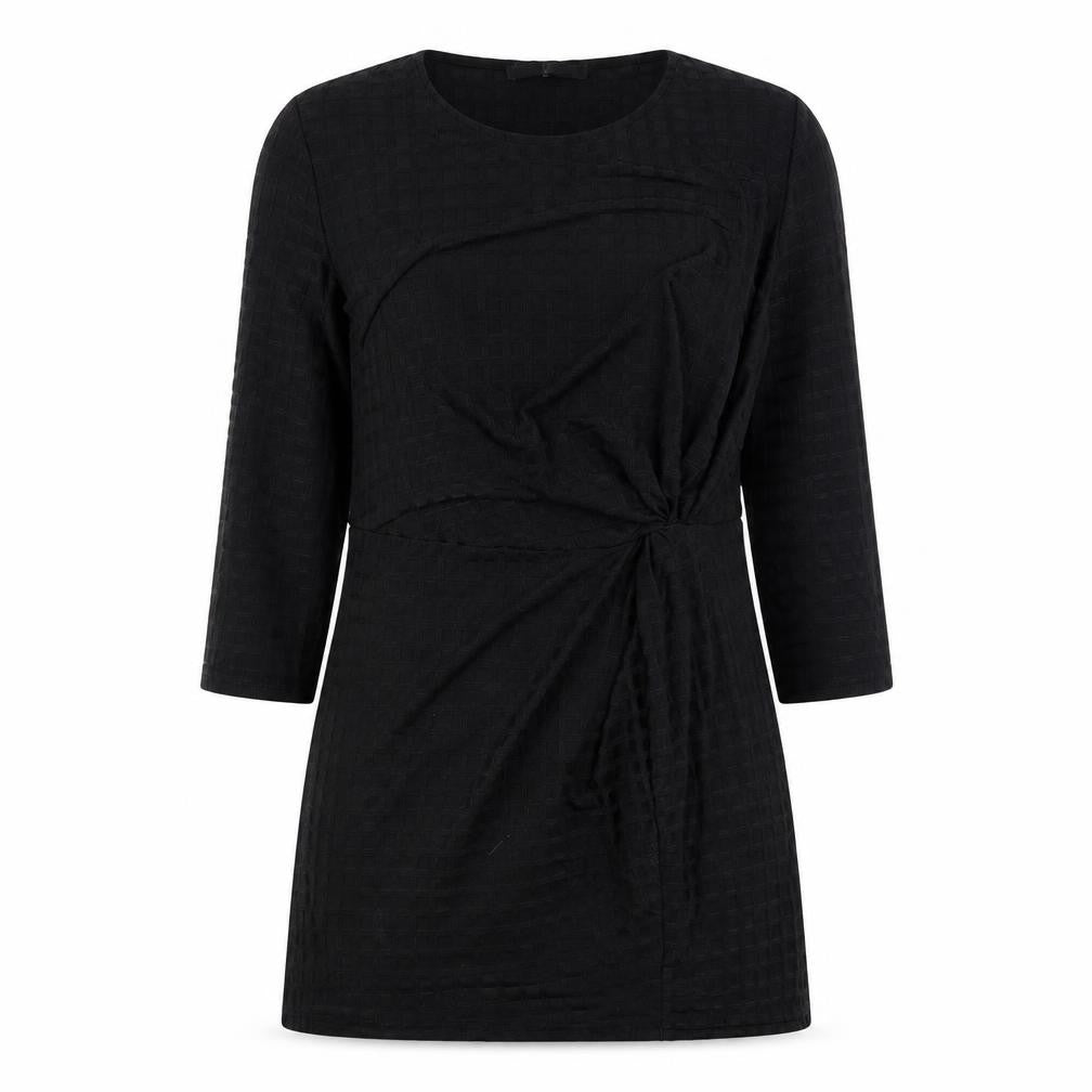 Front view of Very women’s black polyester fit & flare, size UK 12, round neck pullover
