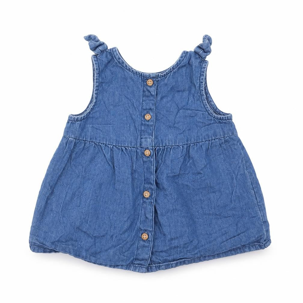 Primark Girls Blue Cotton A-Line Size 12-18 Months Crew Neck Button